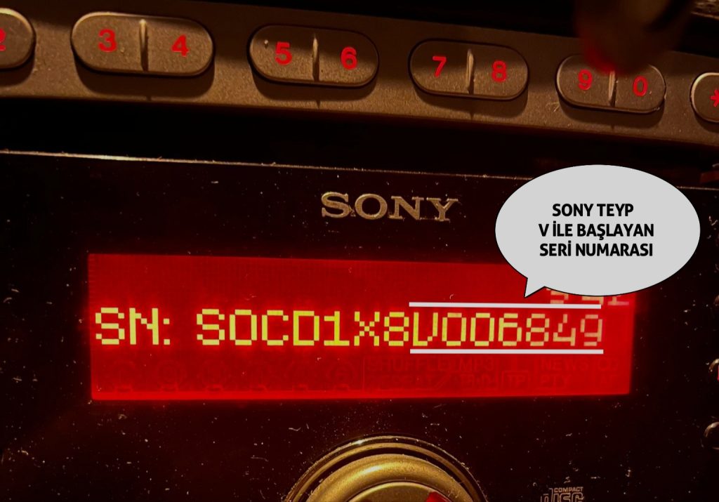 Sony Teyp Radyo Kodu Seri No