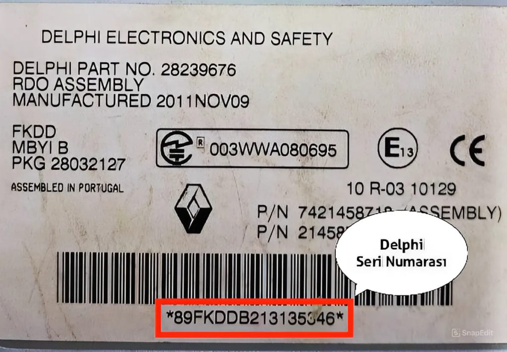 Renault Delphi Radio Serial Code 3