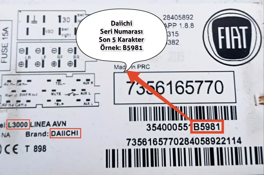 Fiat Daiichi Radio Label Example 3