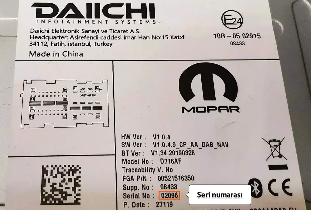 Fiat Egea Daiichi Radio Code Serial Number