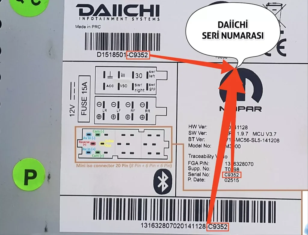 Fiat Daiichi Radio Serial No Example