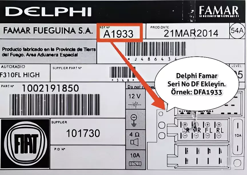 Fiat Delphi Famar 'A' series format - Must add DF to the beginning