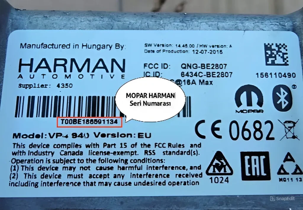 Fiat Harman Radio Code Example