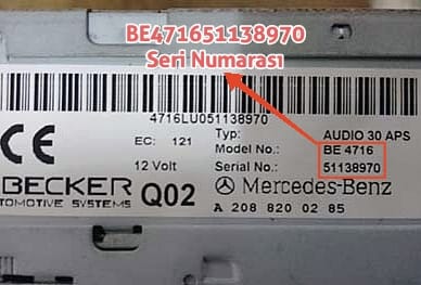 Mercedes Becker Serisi Radyo Seri Numarası 1