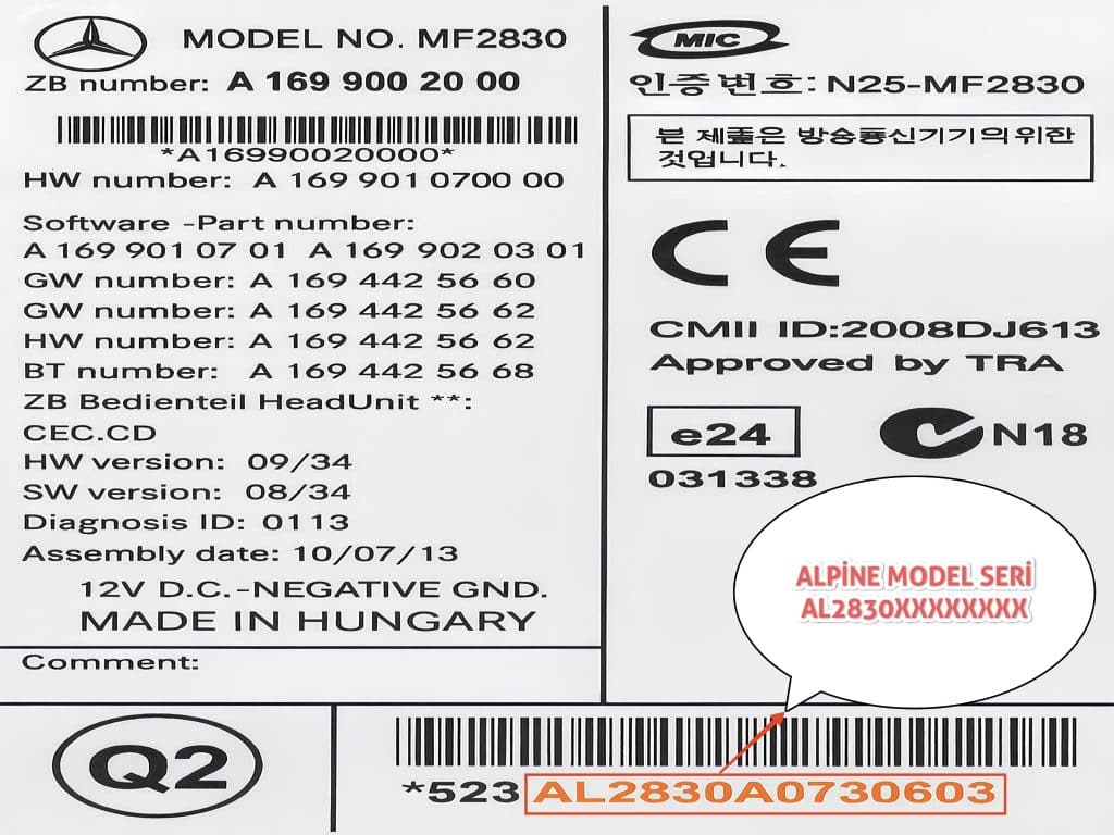 Mercedes Alpine Series Radio Serial Number