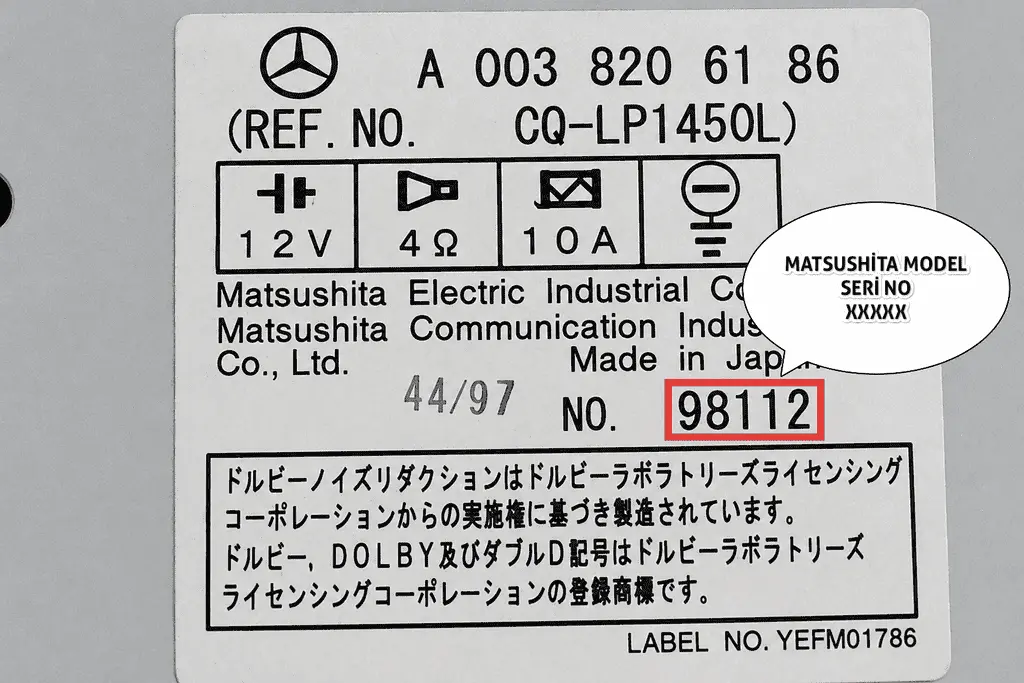 Mercedes Matsushita Series Radio Serial Number 1