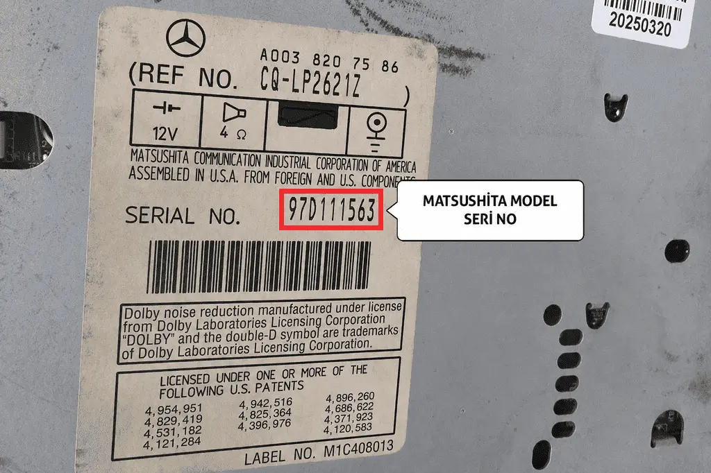 Mercedes Matsushita Series Radio Serial Number 2
