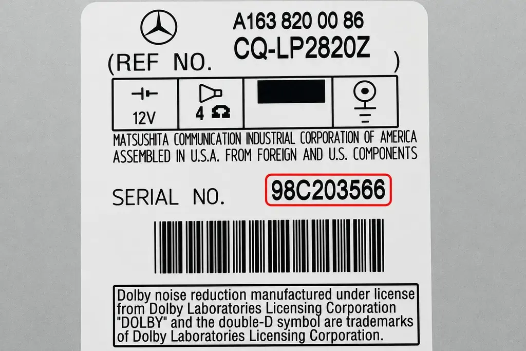 Mercedes Matsushita Series Radio Serial Number 3