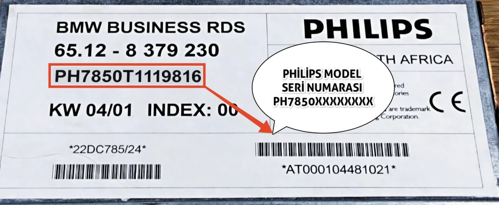 BMW Philips PH7850 Radio Serial Number Location