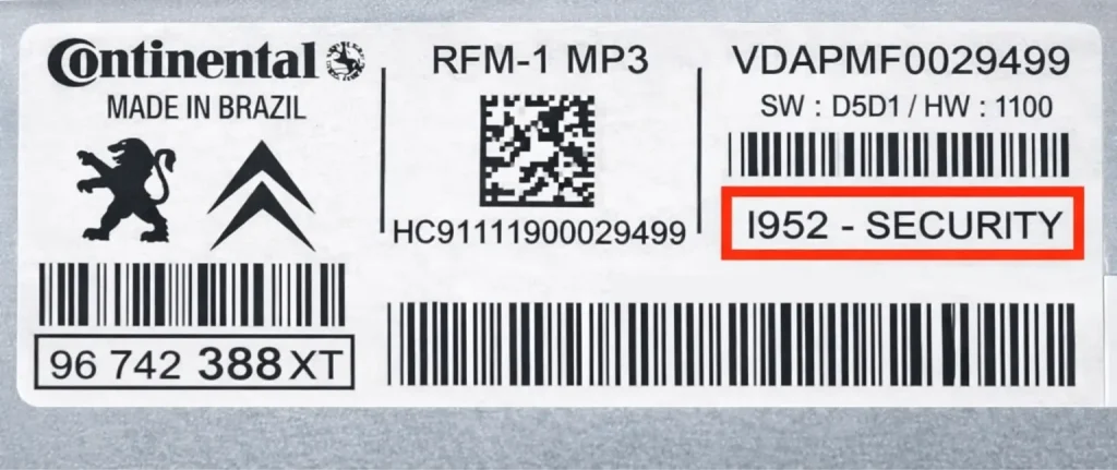 Citroen Continental Brazil Radio Code Serial Number
