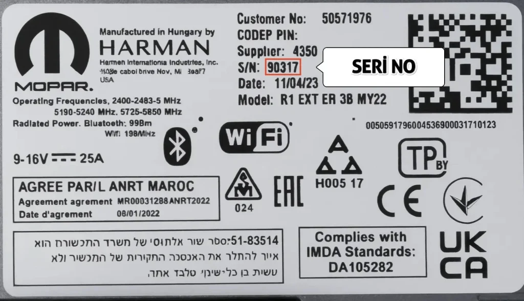 Alfa Romeo Harman Radio Label