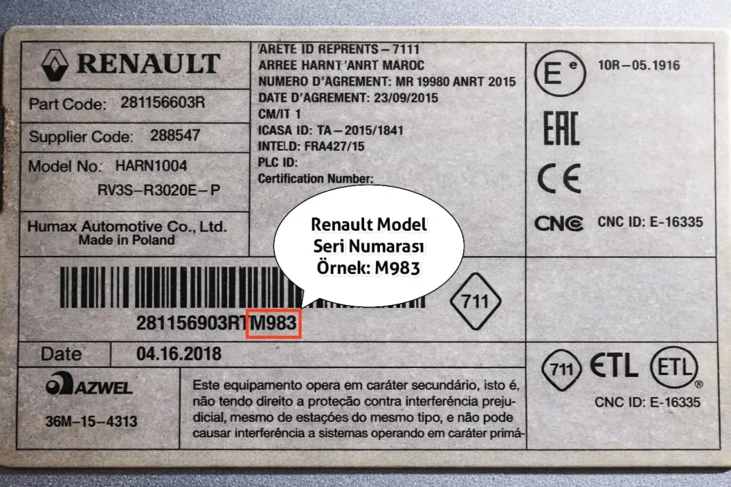 Fiat Renault Model Radio Code Serial Number