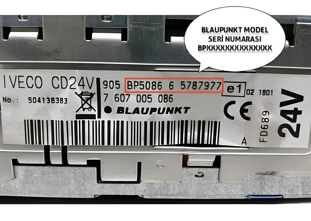 Iveco Blaupunkt Radyo Seri Numarası BP Serisi