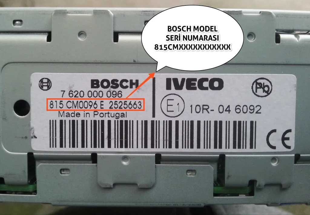 Iveco Bosch Radyo Etiket Yeri