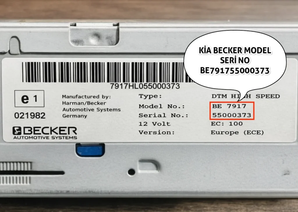 Kia Becker BE7917 Navigation Radio Code