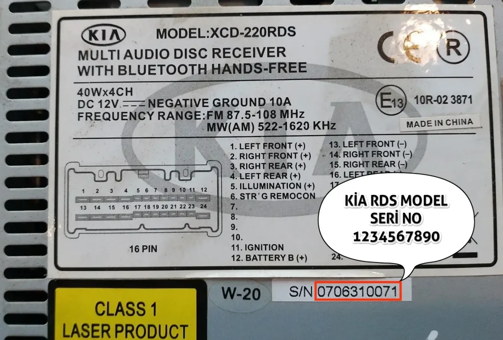 Kia RDS Series Radio Code Finder
