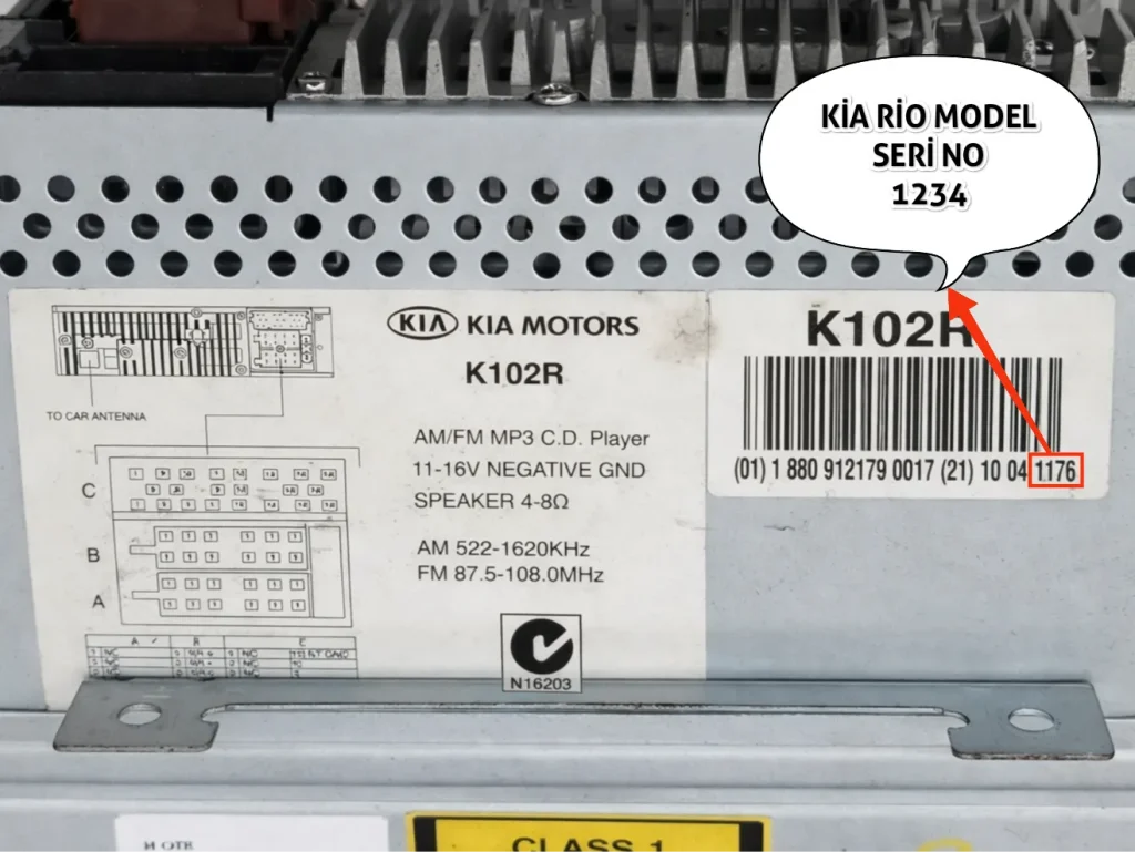 Kia Rio Radio Label Example