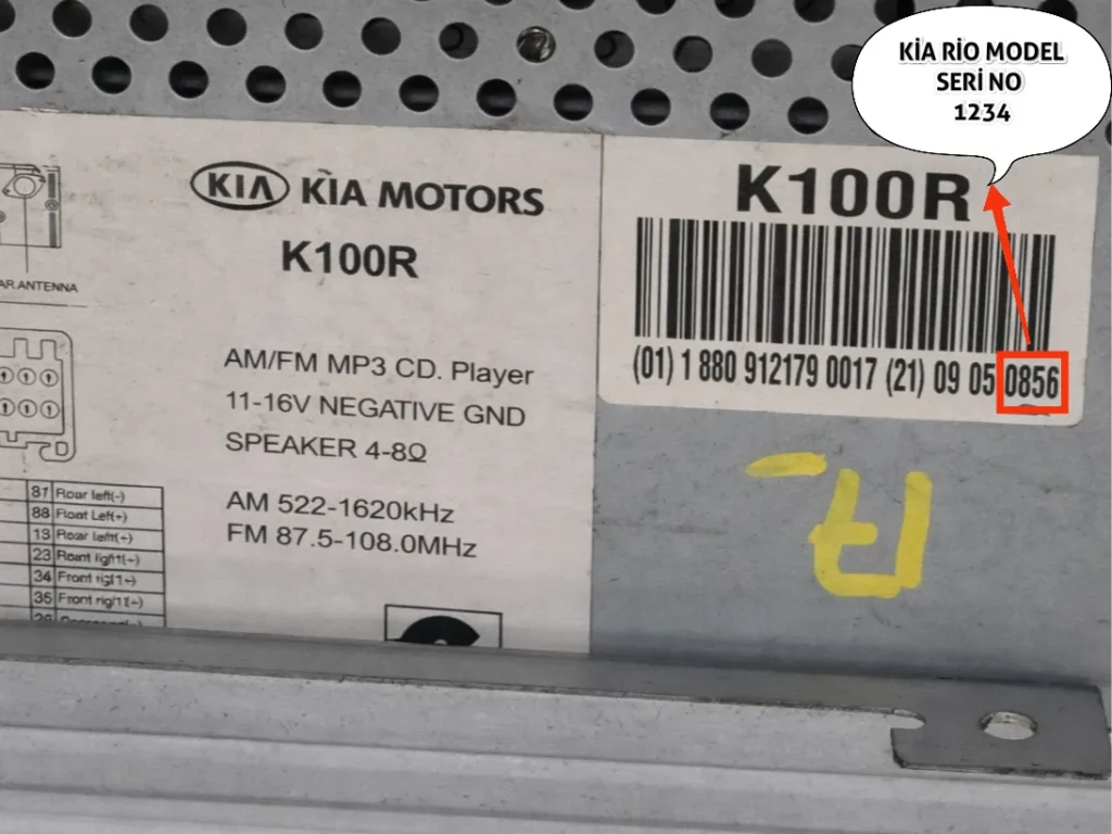 Kia Rio Radio Code Serial Number