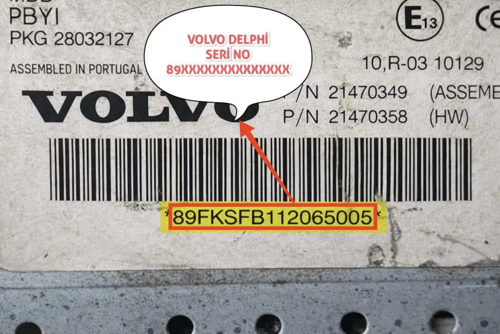 Volvo Delphi 89 Series Label Example