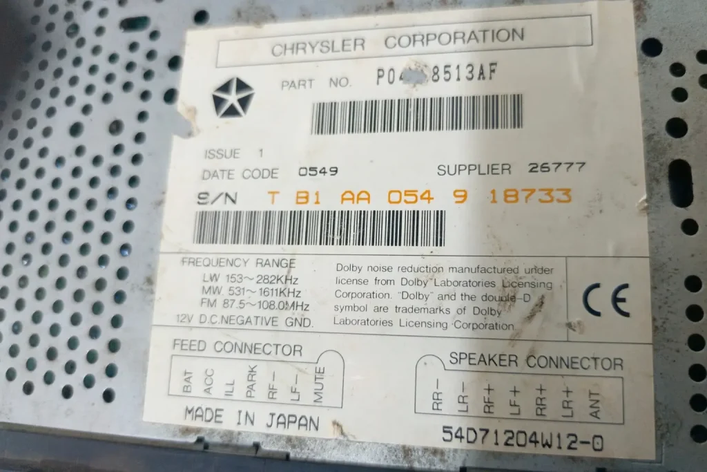 Chrysler Alpine Model Radio Serial No Image 2