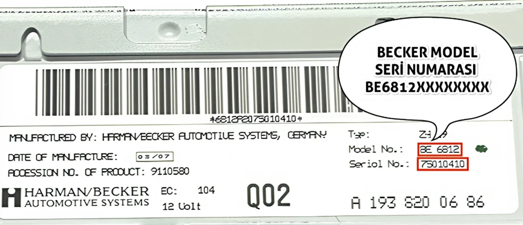 Chrysler Becker Radio Code Serial No