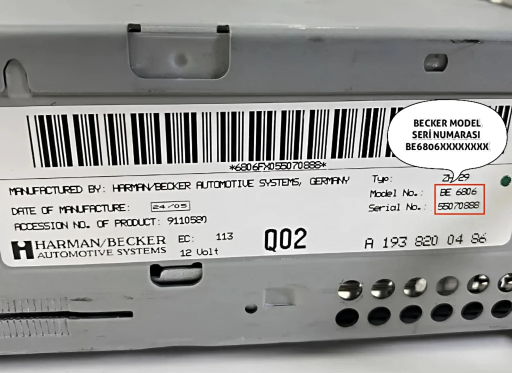 Chrysler Becker Radio Code Serial No