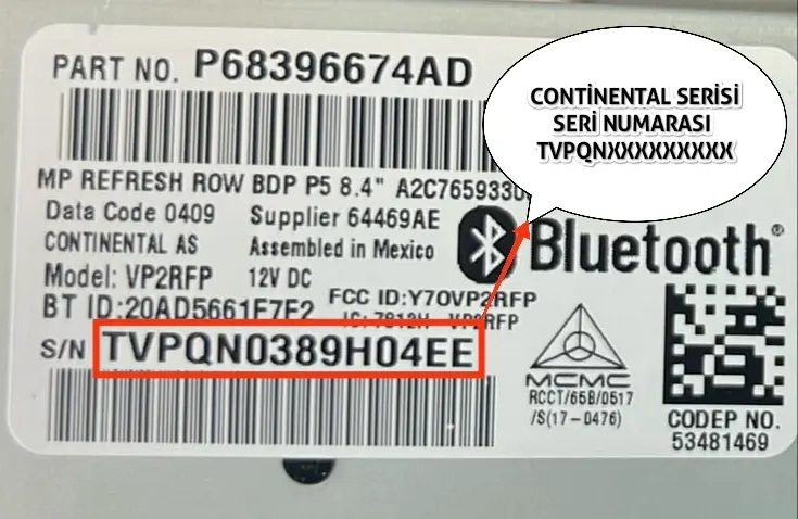 Chrysler Continental Radio Serial No Example