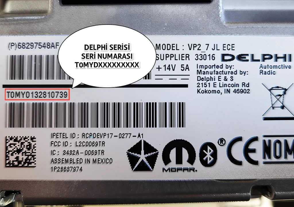 Chrysler Delphi Aptiv Radio Code Serial Number