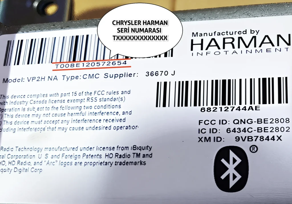Chrysler Harman Radio Serial Number Example