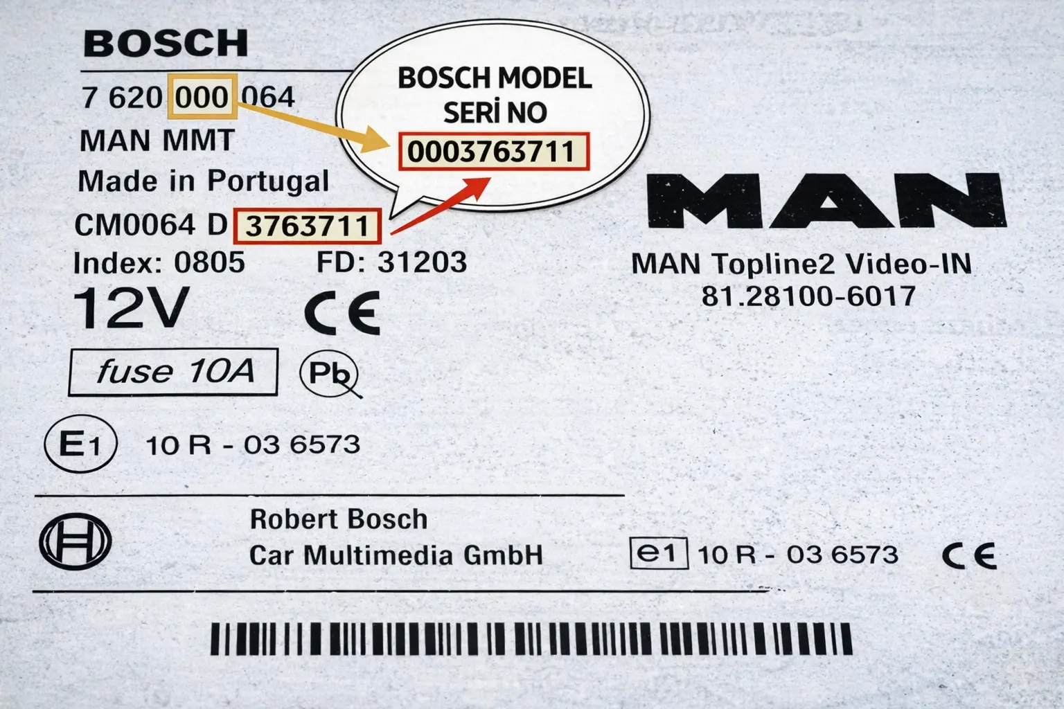 MAN Bosch Radio Serial Number