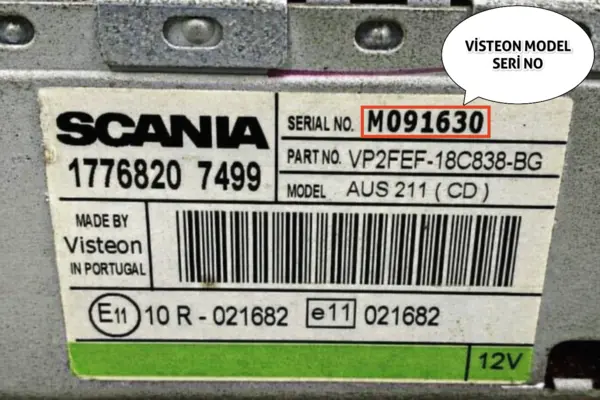 Scania Visteon 7 Haneli Seri Numarası