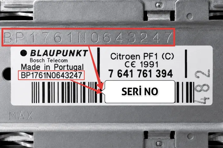 Citroen Blaupunkt Old PF1 (C) Radyo Seri Numarası