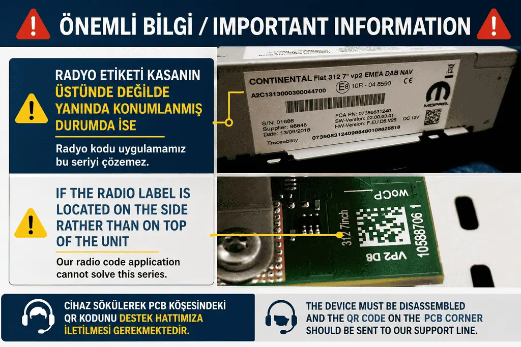 Fiat Continental 7' VP2 EMA Radio Code Serial