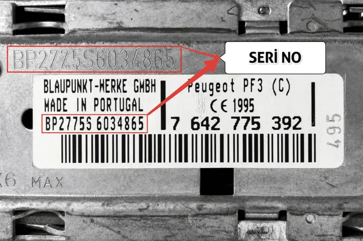 Peugeot PF3 (C) Eski Blaupunk Radyo Seri Numarası