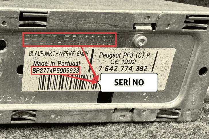 Peugeot PF3 (C) R Eski Blaupunk Radyo Seri Numarası