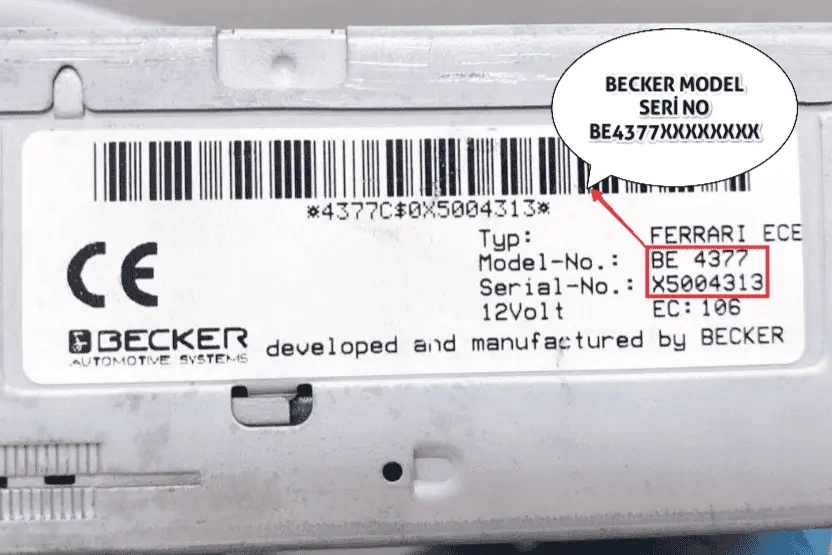 Ferrari Becker Radio Serial Number Example