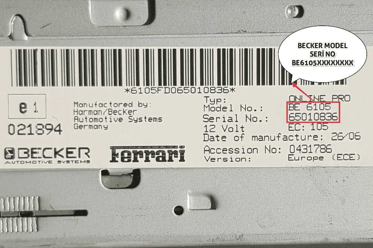 Ferrari Becker Stereo Code Serial Number