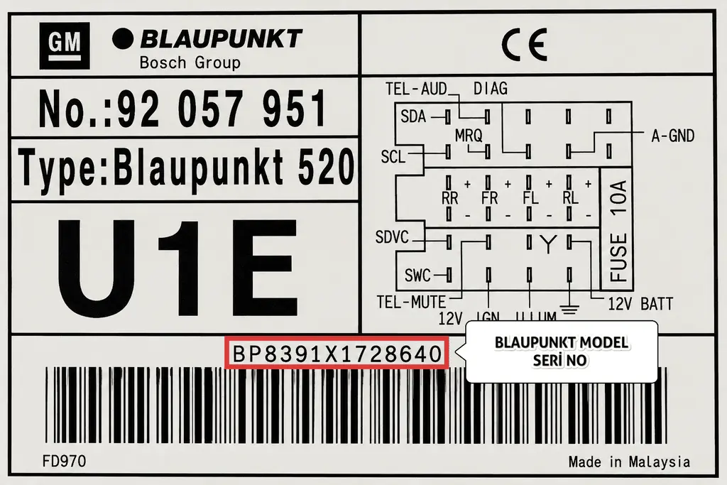 Holden Blaupunkt Teyp Seri Numarası Bulma