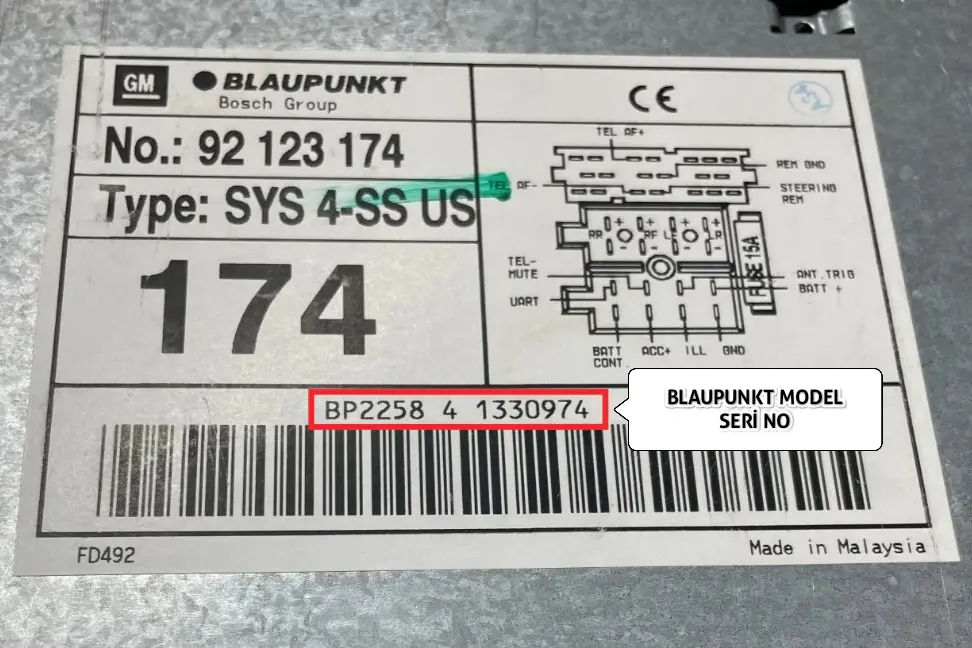 Holden Blaupunkt Teyp Radyo Kodu