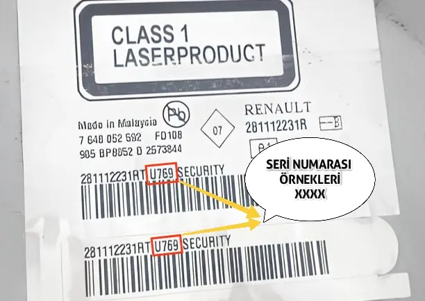 Nissan Renault Series Radio Serial Number Example