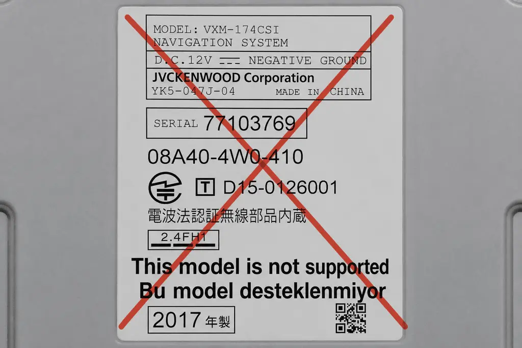 Honda Gathers VXM-174CSi JVCKENWOOD navigasyon etiketi - desteklenmiyor
